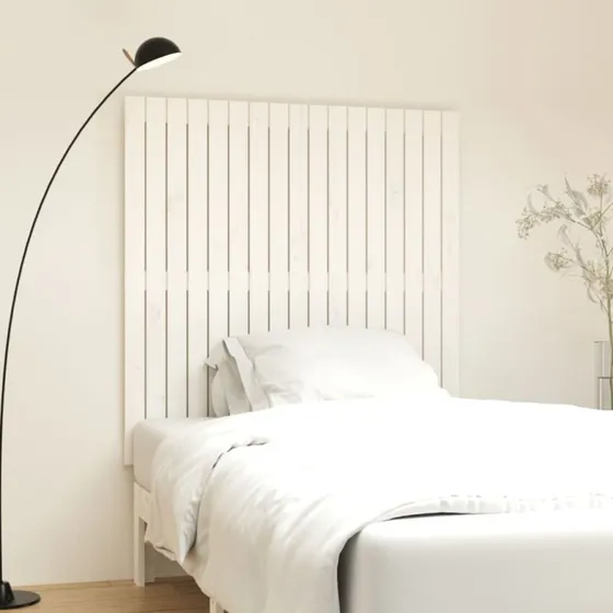 vidaXL væghængt sengegavl 108x3x63 cm massivt fyrretræ, hvid