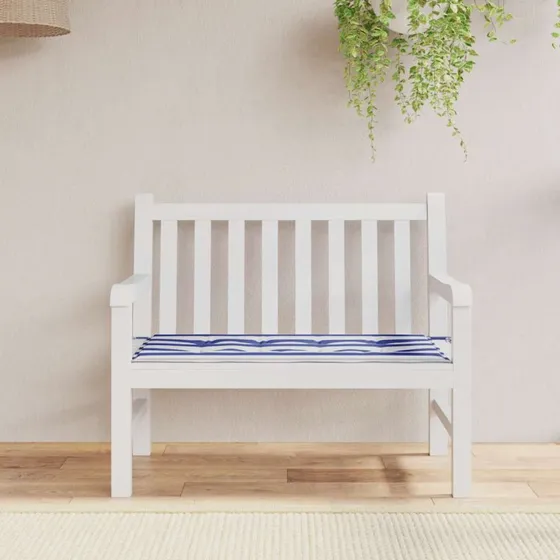 vidaXL hynde til havebænk 100x50x4 cm stribet oxfordstof blå/hvid