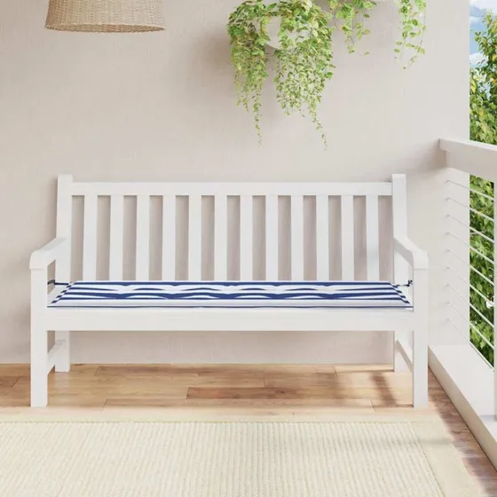 vidaXL hynde til havebænk 150x50x4 cm blå/hvid stribet