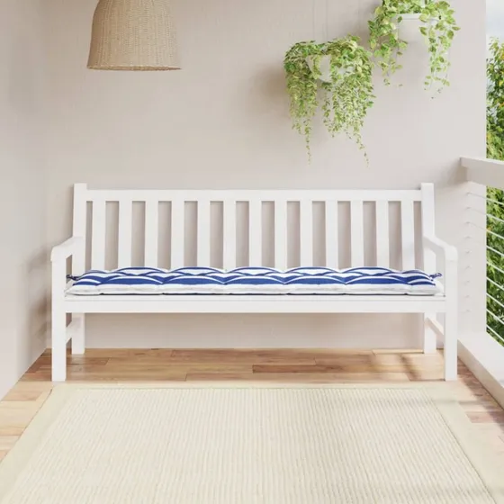 vidaXL hynde til havebænk 180x50x7 cm stribet oxford blå/hvid