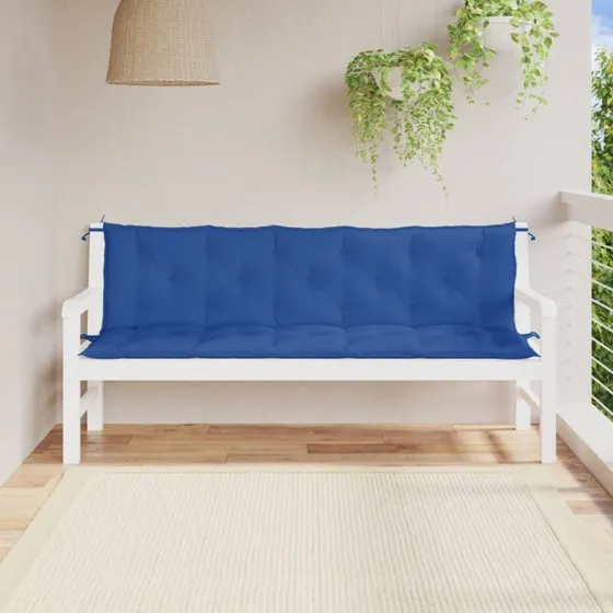 vidaXL hynder til havebænk 2 stk. 180x50x7 cm oxfordstof blå