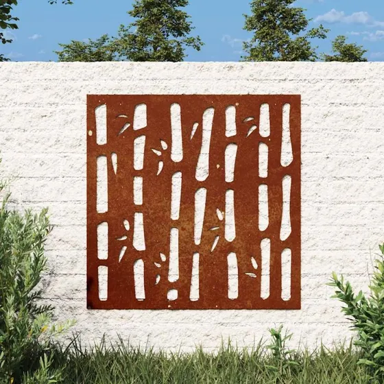 vidaXL udendørs vægdekoration 55x55 cm bambusdesign cortenstål