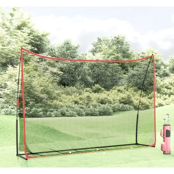 vidaXL træningsnet til golf 305x91x213 cm polyester sort/rød