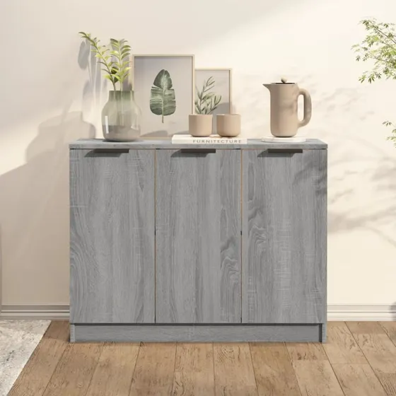vidaXL skænk 90,5x30x70 cm grå Sonoma-eg