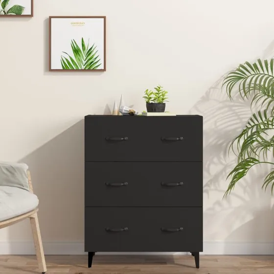 vidaXL skænk 69,5x34x90 cm konstrueret træ, sort