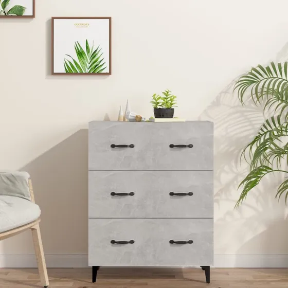 vidaXL skænk 69,5x34x90 cm konstrueret træ - betongrå