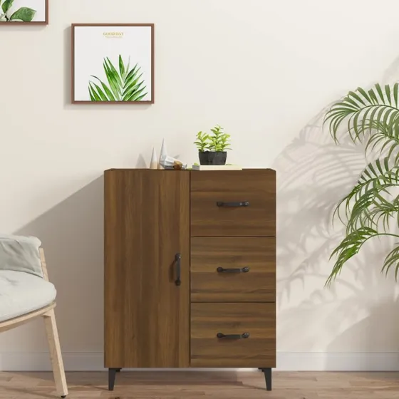 vidaXL skænk 69,5x34x90 cm konstrueret træ, brun egetræsfarve