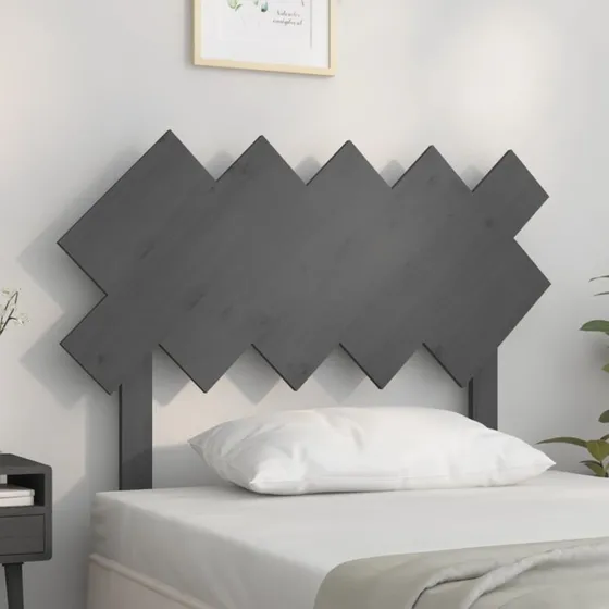 vidaXL sengegærde massivt fyrretræ 104x3x80,5 cm grå