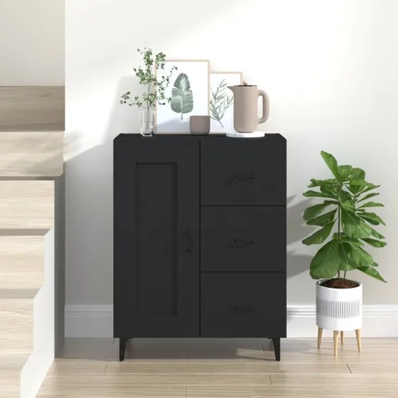 vidaXL skænk 69,5x34x90 cm konstrueret træ, sort