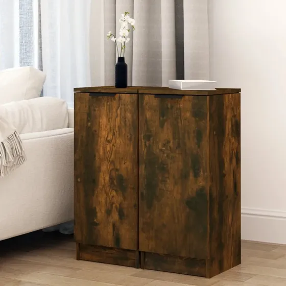 vidaXL skænk 2 stk. 30x30x70 cm konstrueret træ, røget egetræ