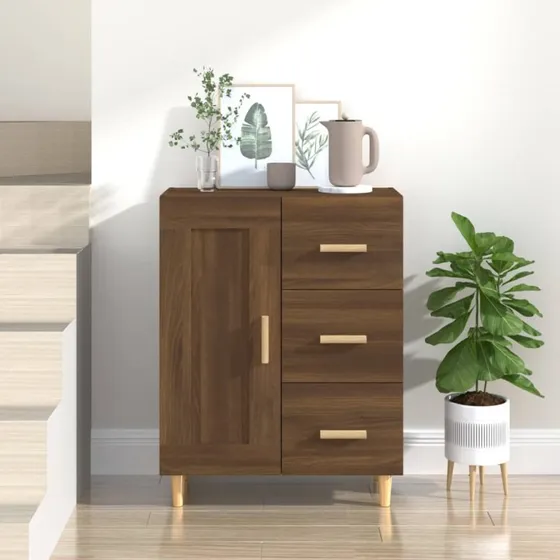 vidaXL skænk 69,5×34×90 cm konstrueret træ, brun eg