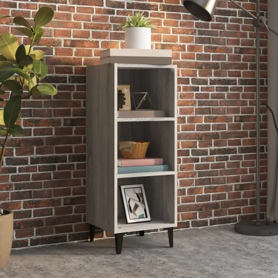 vidaXL skænk 34,5x32,5x90 cm - grå Sonoma-eg