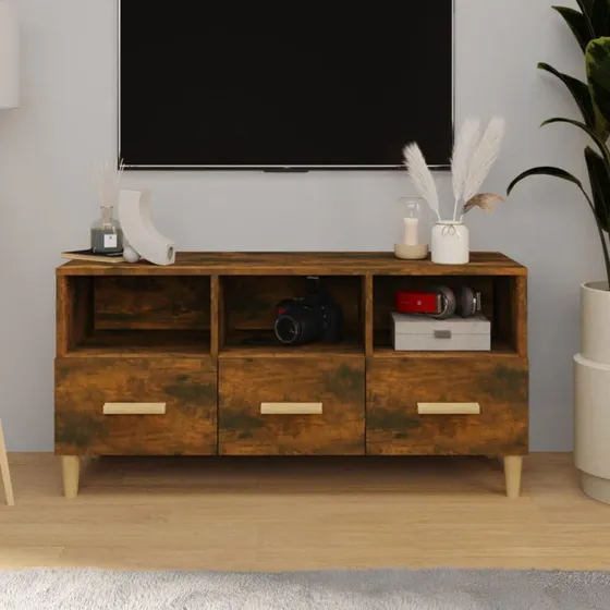 vidaXL tv-bord 102x36x50 cm konstrueret træ, røget eg