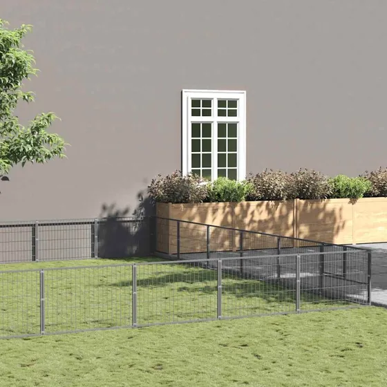 vidaXL hundelbegrd 60 m i stl, slvfarvet