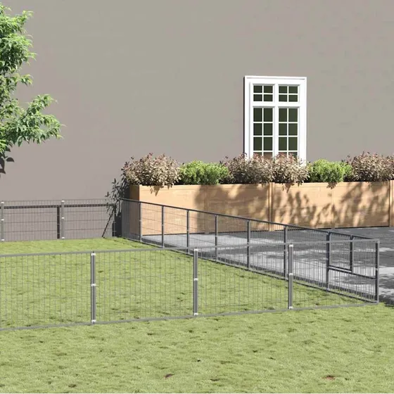 vidaXL hundelbegrd 80 m stl slvfarvet