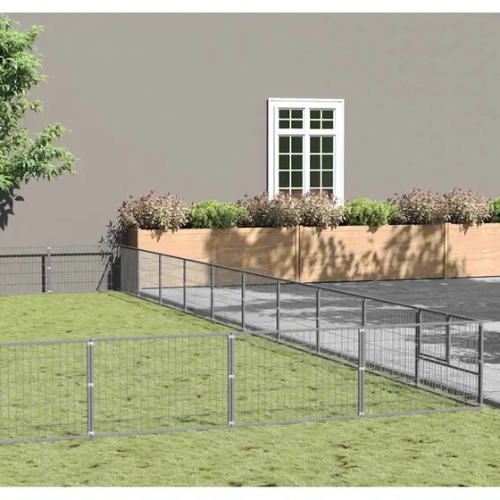 vidaXL Hundelbegrd 100 m stl, slvfarvet