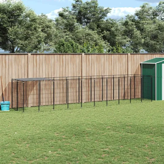 vidaXL hundelbegrd 6,05 m stl sort