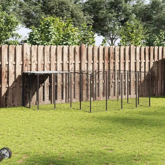 vidaXL hundelbegrd 6,05 m stl sort