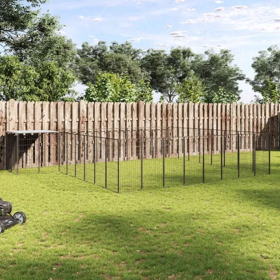 vidaXL hundeløbegård 20,57 m² stål sort