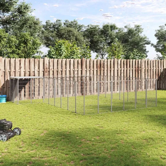 vidaXL hundeløbegård 15,73 m² stål sølv