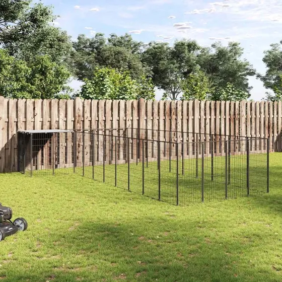 vidaXL hundeløbegård 13,31 m² i stål, sort