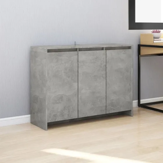 vidaXL skænk 102x33x75 cm betongrå, 3 låger