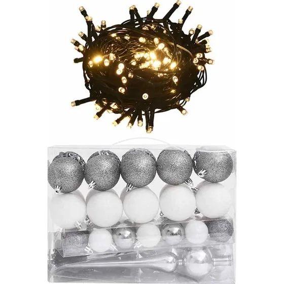 vidaXL julekuglest 60 dele med topspir og 150 LED hvid/gr