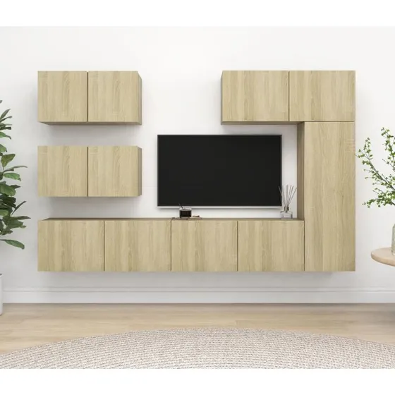 vidaXL TV-skabssæt 6 dele i konstrueret træ - Sonoma-eg