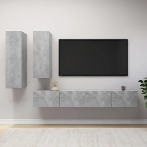 vidaXL TV-skabssæt 4 dele 100 cm – betongrå
