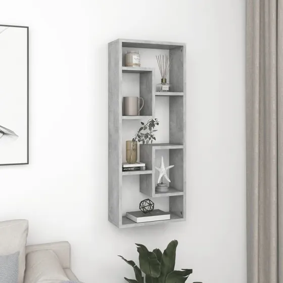 vidaXL væghylde konstrueret træ 36x16x90 cm – betongrå