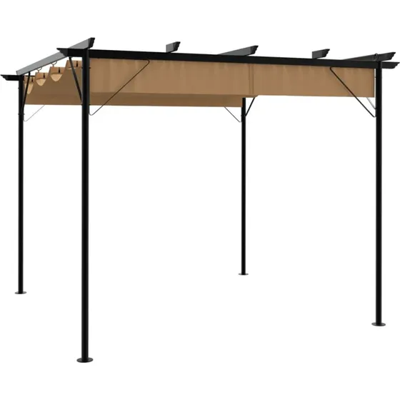 vidaXL Pergola 3x3 m med sammenrulleligt tag 180 g/m², gråbrun