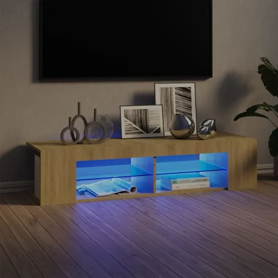 vidaXL TV-bord 135x39x30 cm med LED - Sonoma-eg