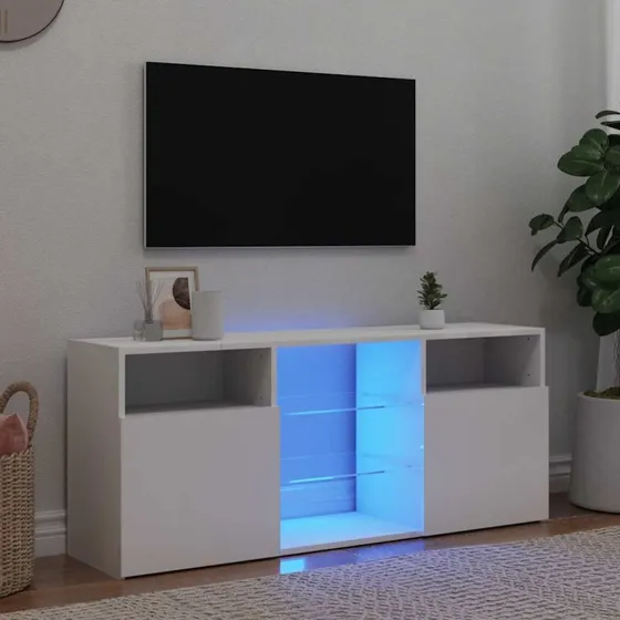 vidaXL TV-skab med LED-lys 120x30x50 cm, hvid