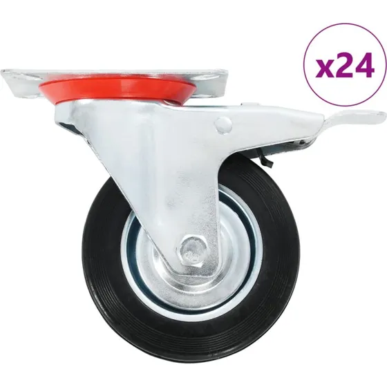 vidaXL drejehjul 24 stk. 100 mm (12 med bremse)