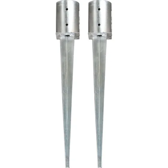 vidaXL jordplkker 2 stk. 10 x 76 cm galvaniseret stl slv