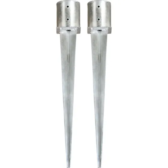 vidaXL jordplkker 2 stk. 12 x 91 cm galvaniseret stl slv