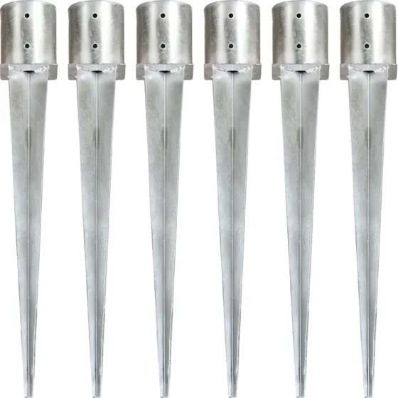 vidaXL jordplkker 6 stk. 12x91 cm galvaniseret stl, slv