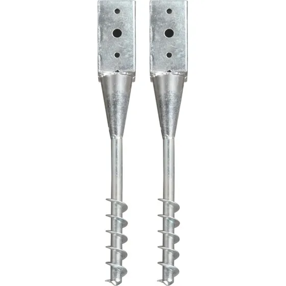 vidaXL jordplkker 2 stk 7x7x56 cm galvaniseret stl, slv