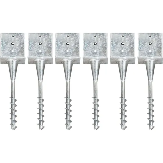 vidaXL jordspyd 6 stk. 14x14x58 cm galvaniseret stl (slv)