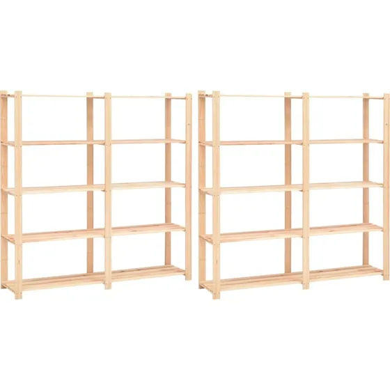 vidaXL reol 2 stk. 5 hylder 170x38x170 cm massivt fyrretræ