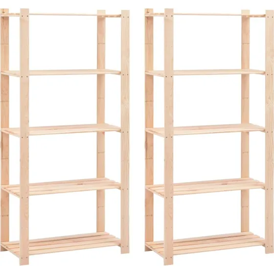 vidaXL reoler 2 stk 5 hylder 80x38x170 cm massivt fyrretræ