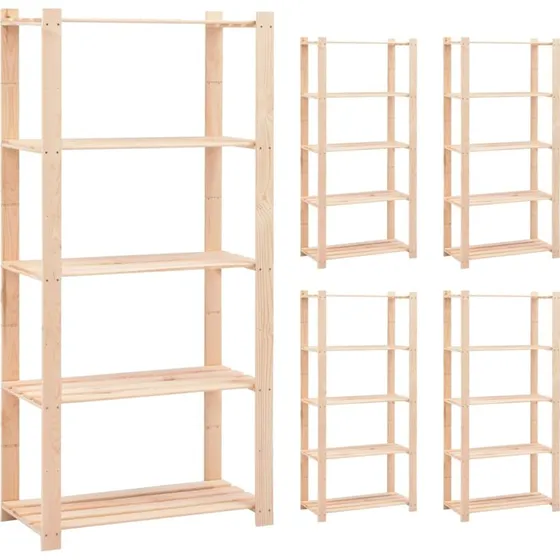 vidaXL reol 5 hylder 80x38x170 cm massivt fyrretræ 250 kg