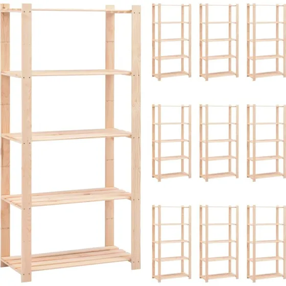 vidaXL reol 10 stk. 5 hylder 80x38x170 cm fyrretræ