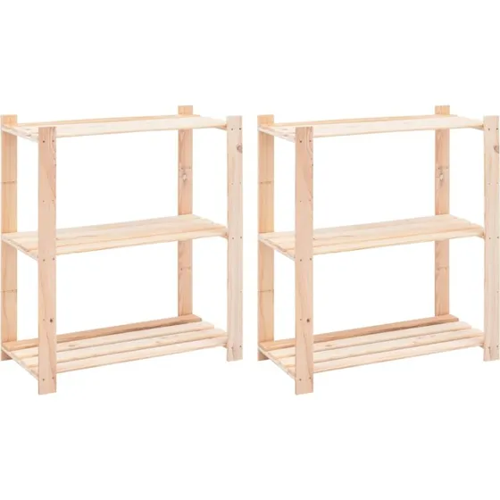 vidaXL reoler 2 stk. 3 hylder 80x38x90 cm fyrretræ 150 kg