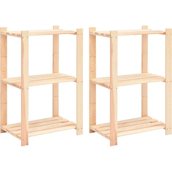 vidaXL 2 stk. reoler 3 hylder 60x38x90 cm massivt fyrretræ (150 kg)