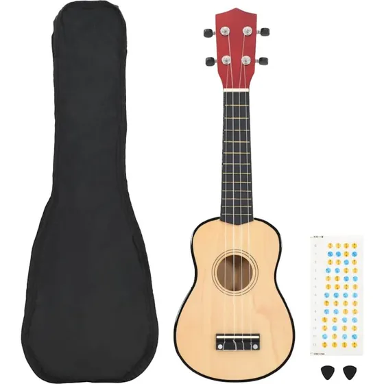 vidaXL sopran ukulelest 21" lyst tr med taske