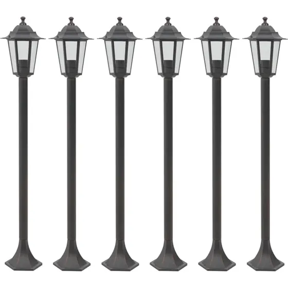vidaXL havestolpelamper 6 stk. E27 110 cm aluminium bronzefarvet