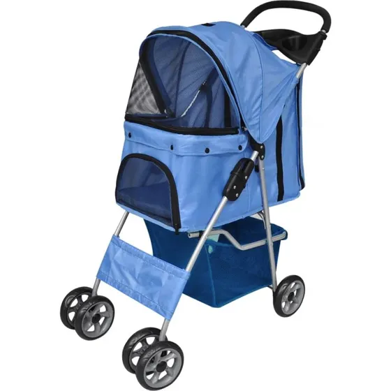 vidaXL hundeklapvogn bl - foldbar kledyrsvogn