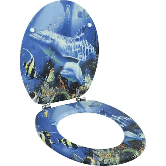 vidaXL toiletsde MDF med delfinmotiv og justerbare krom-zink hngsler