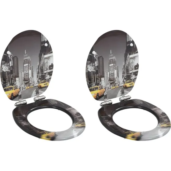 vidaXL toiletsder 2 stk. MDF New York-design med soft close